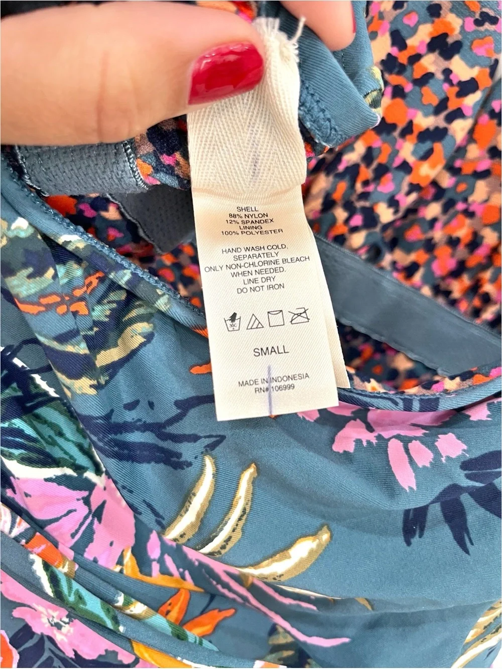 Sea Angel Tropical Floral One Piece Swimsuit Small Halter Tie Waist Swimwear